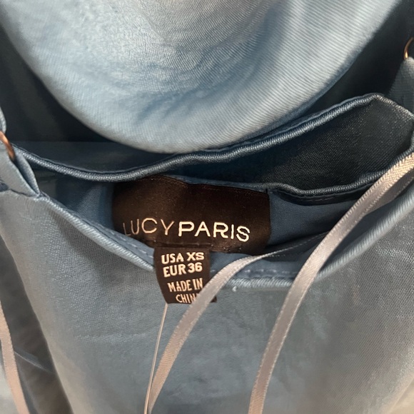 NWT LucyParis blue cowl neck top size xs - Picture 3 of 4